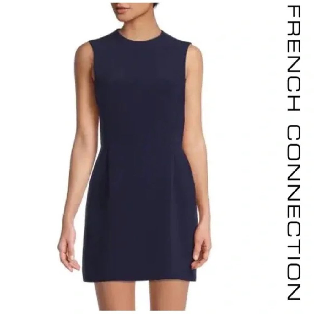 Navy French Connection Sleeveless Sheath Dress, Size 2